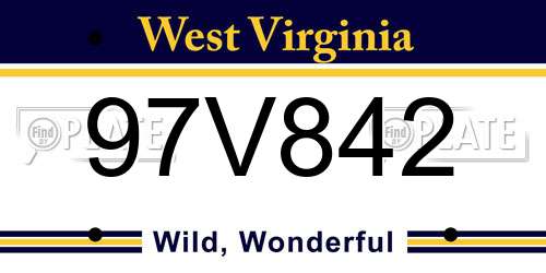 97V842 West Virginia License Plate