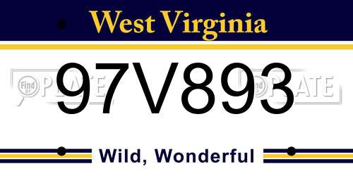 97V893 West Virginia License Plate