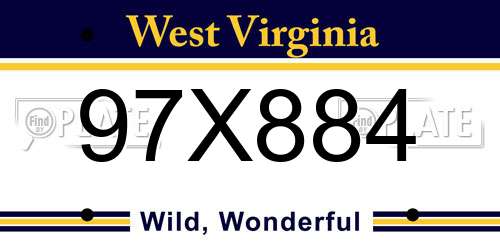 97X884 West Virginia License Plate