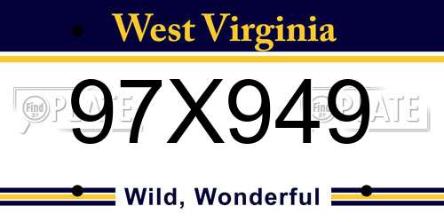 97X949 West Virginia License Plate