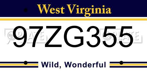 97ZG355 West Virginia License Plate