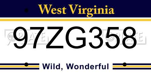 97ZG358 West Virginia License Plate
