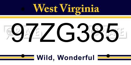 97ZG385 West Virginia License Plate