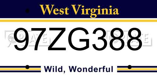 97ZG388 West Virginia License Plate