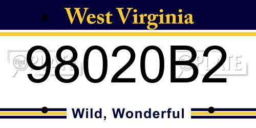 98020B2 West Virginia License Plate