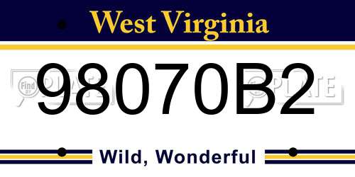 98070B2 West Virginia License Plate