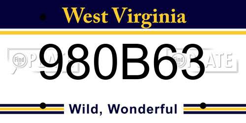980B63 West Virginia License Plate
