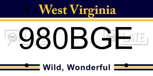 980BGE West Virginia License Plate