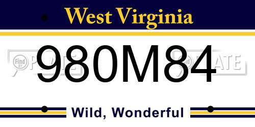 980M84 West Virginia License Plate