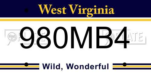 980MB4 West Virginia License Plate