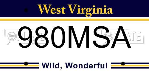 980MSA West Virginia License Plate