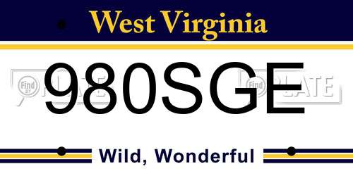 980SGE West Virginia License Plate