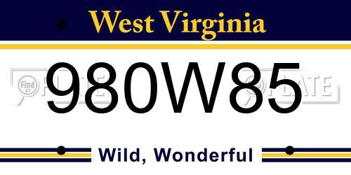 980W85 West Virginia License Plate