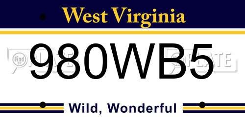 980WB5 West Virginia License Plate