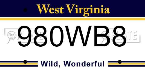 980WB8 West Virginia License Plate