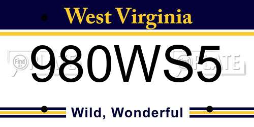 980WS5 West Virginia License Plate