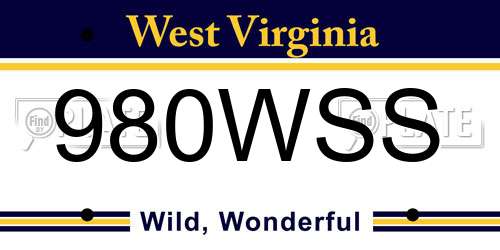 980WSS West Virginia License Plate