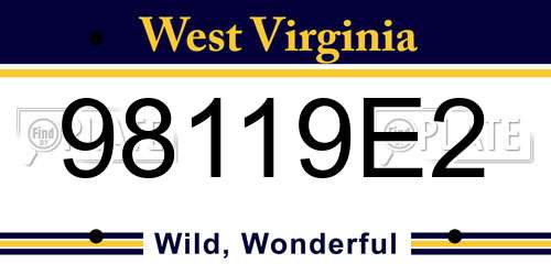 98119E2 West Virginia License Plate