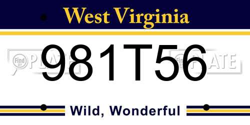 981T56 West Virginia License Plate