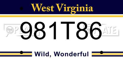 981T86 West Virginia License Plate