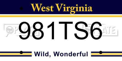 981TS6 West Virginia License Plate