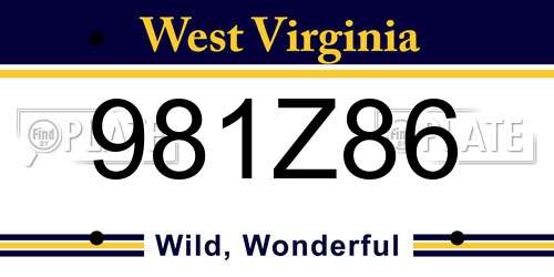 981Z86 West Virginia License Plate