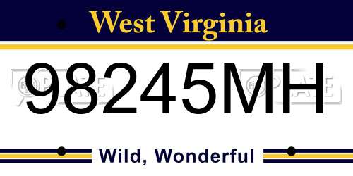 98245MH West Virginia License Plate