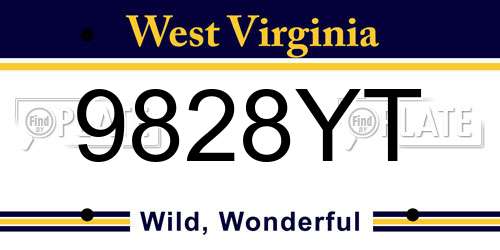 9828YT West Virginia License Plate