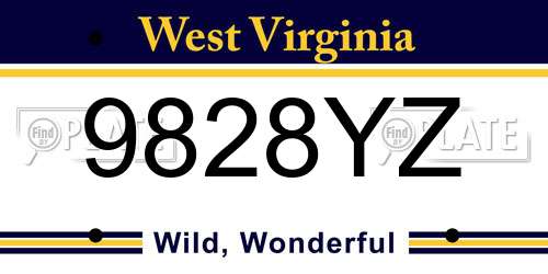 9828YZ West Virginia License Plate