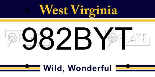 982BYT West Virginia License Plate