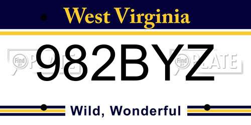 982BYZ West Virginia License Plate