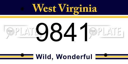 9841 West Virginia License Plate