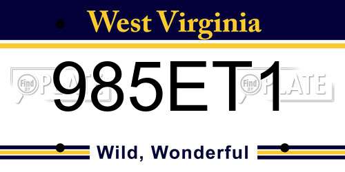 985ET1 West Virginia License Plate