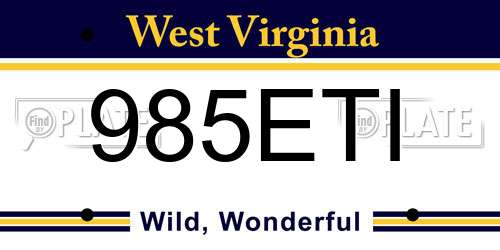 985ETI West Virginia License Plate
