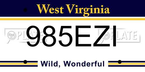 985EZI West Virginia License Plate