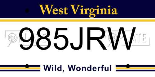 985JRW West Virginia License Plate