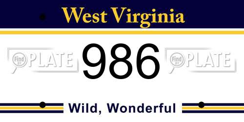 986 West Virginia License Plate