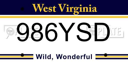 986YSD West Virginia License Plate