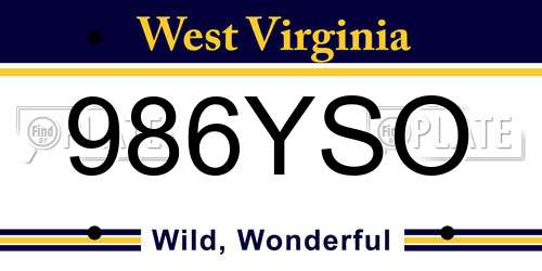 986YSO West Virginia License Plate