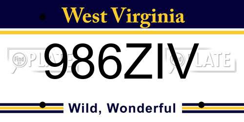 986ZIV West Virginia License Plate