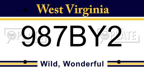 987BY2 West Virginia License Plate