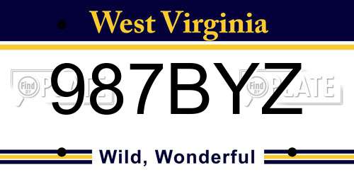 987BYZ West Virginia License Plate