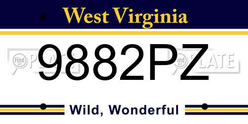 9882PZ West Virginia License Plate