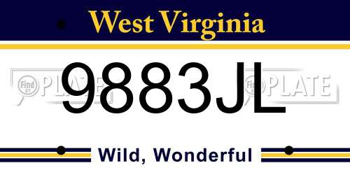 9883JL West Virginia License Plate