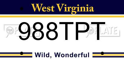 988TPT West Virginia License Plate