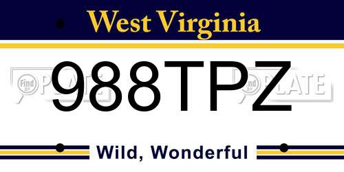 988TPZ West Virginia License Plate