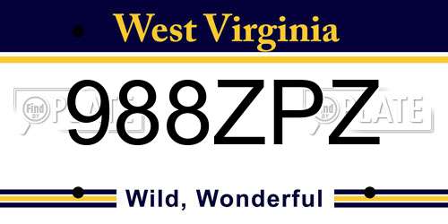 988ZPZ West Virginia License Plate
