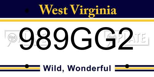 989GG2 West Virginia License Plate