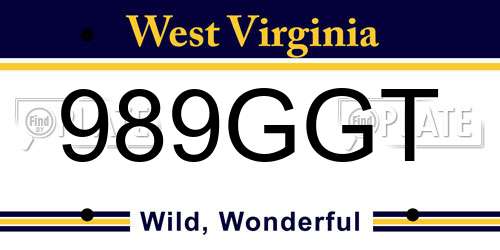 989GGT West Virginia License Plate