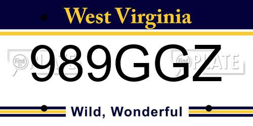 989GGZ West Virginia License Plate